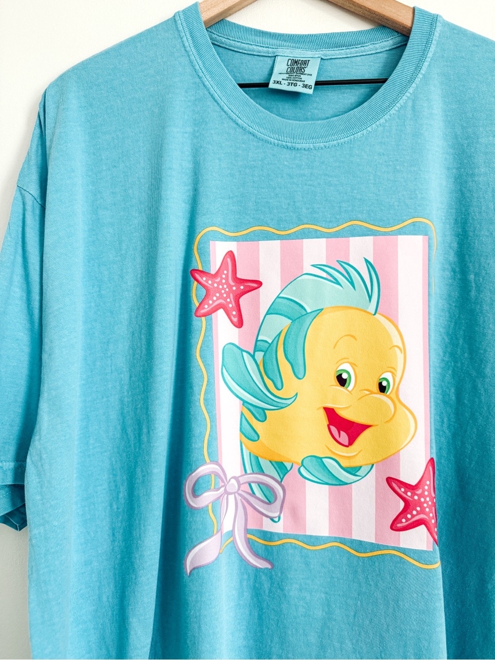 Comfort Colors Blue Flounder Graphic Cotton Shirt 3XL - Picture 2 of 5